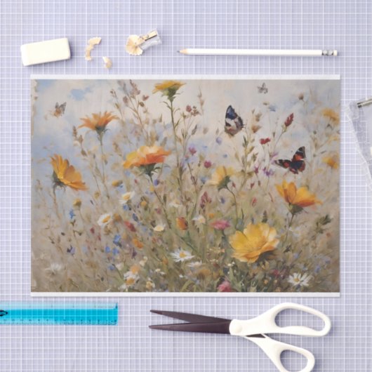 Wildbloemen en vlinders Decoupage Tissuepapier (Craft)