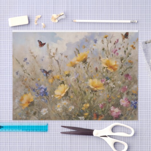 Wildbloemen en vlinders Decoupage Tissuepapier (Craft)