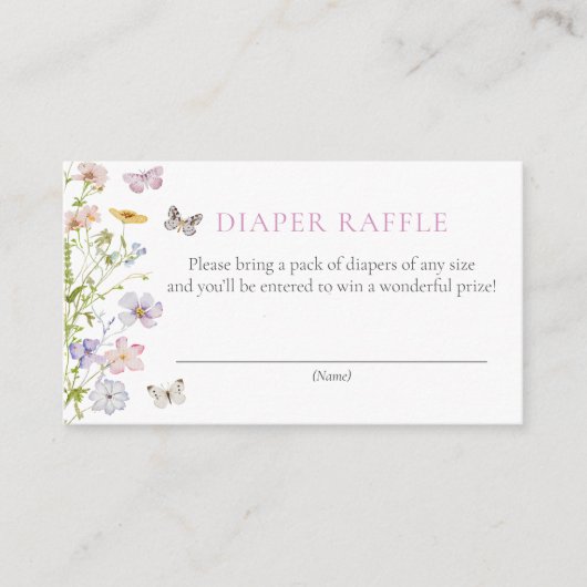 Wildbloemen en vlinders Luier Raffle Informatiekaartje (Voorkant)