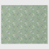 Wildbloemen en vlinders op Sage Green Cadeaupapier (Vlak)