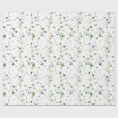 Wildbloemen en vlinders op wit cadeaupapier (Vlak)