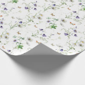 Wildbloemen en vlinders op wit cadeaupapier (Hoek)