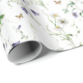 Wildbloemen en vlinders op wit cadeaupapier (Rol Hoek)