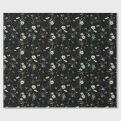 Wildbloemen en vlinders op zwart cadeaupapier (Vlak)