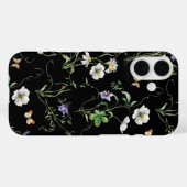 Wildbloemen en vlinders op zwart Case-Mate iPhone case (Achterkant (horizontaal))