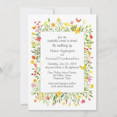 Wildbloemen en vlinders Waterverf bruiloft Kaart (Voorkant)