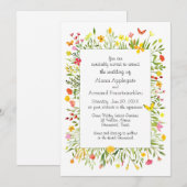 Wildbloemen en vlinders Waterverf bruiloft Kaart (Voorkant / Achterkant)