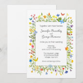 Wildbloemen en vlinders Waterverf bruiloft Kaart (Voorkant / Achterkant)