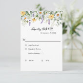 Wildbloemen Eucalyptus groen Elegante bruiloft RSVP Kaartje (Staand voorkant)