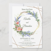 Wildbloemen Faux Gold Foil Lijst Rustic Wedding Save The Date (Voorkant)