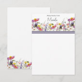 Wildbloemen Flat Hartelijk dank Bedankkaart (Voorkant / Achterkant)