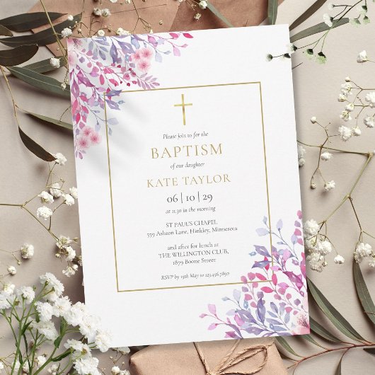 Wildbloemen Floral Baptism Christening Kaart