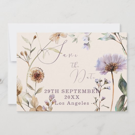 Wildbloemen Floral Moderne bruiloft Save The Date (Voorkant)