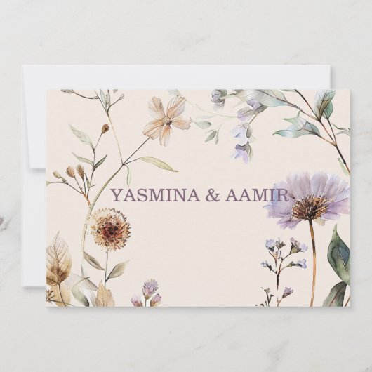 Wildbloemen Floral Moderne bruiloft Save The Date (Achterkant)