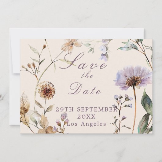 Wildbloemen Floral Moderne bruiloft Save The Date (Voorkant)