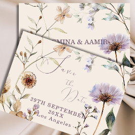Wildbloemen Floral Moderne bruiloft Save The Date