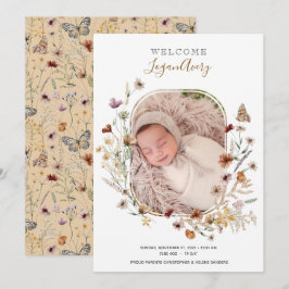 Wildbloemen Floral Voeg foto Nieuwe baby Birth Ann Aankondiging
