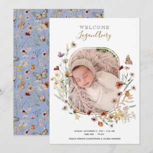 Wildbloemen Floral Voeg foto Nieuwe baby Birth Ann Aankondiging
