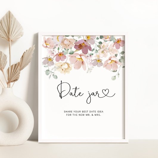 Wildbloemen gaan uit naar nachtideeën. Datum jar b Poster