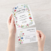 Wildbloemen Garden Party Birthday All In One Uitnodiging (Afscheurbaar)