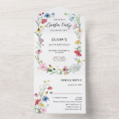 Wildbloemen Garden Party Birthday All In One Uitnodiging (Binnen)