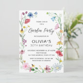 Wildbloemen Garden Party Birthday Kaart (Staand voorkant)