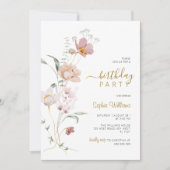 Wildbloemen Gentle Birthday Party Invitation Kaart (Voorkant)