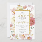 Wildbloemen Gentle Floral Baby shower Invitation Kaart (Voorkant)