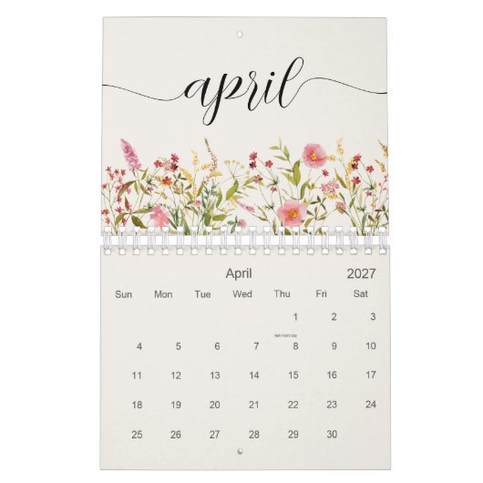 Wildbloemen gepersonaliseerd kalender (Apr 2027)