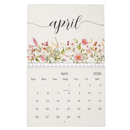 Wildbloemen gepersonaliseerd kalender (Apr 2026)