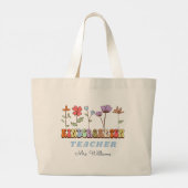 Wildbloemen gepersonaliseerde kleuterschool leraar grote tote bag (Achterkant)