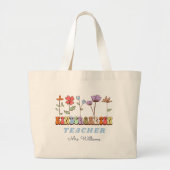 Wildbloemen gepersonaliseerde kleuterschool leraar grote tote bag (Voorkant)