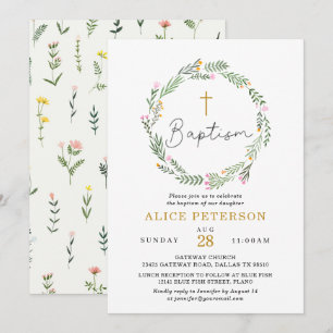 Wildbloemen Girl Baptism Celebration Kaart