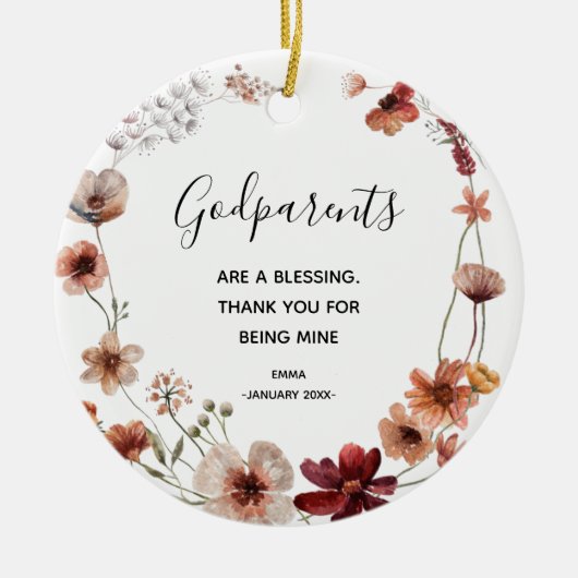 Wildbloemen Godouders kerstversiering Keramisch Ornament (Voorkant)