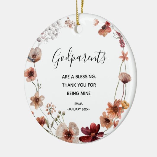 Wildbloemen Godouders kerstversiering Keramisch Ornament (Links)