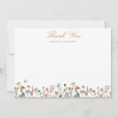  Wildbloemen Gold Script Aangepast Bedankkaart (Voorkant)