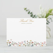  Wildbloemen Gold Script Aangepast Bedankkaart (Staand voorkant)