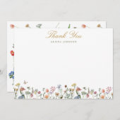  Wildbloemen Gold Script Aangepast Bedankkaart (Voorkant / Achterkant)