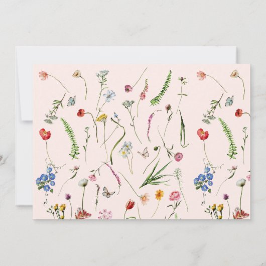  Wildbloemen Goud en Blush Baby shower Inv Kaart (Achterkant)