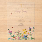 Wildbloemen Grieks-orthodox doopsel Acryl Uitnodigingen (Voorkant)