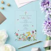 Wildbloemen Grieks-orthodox doopsel Acryl Uitnodigingen (Insitu (Huwelijk))