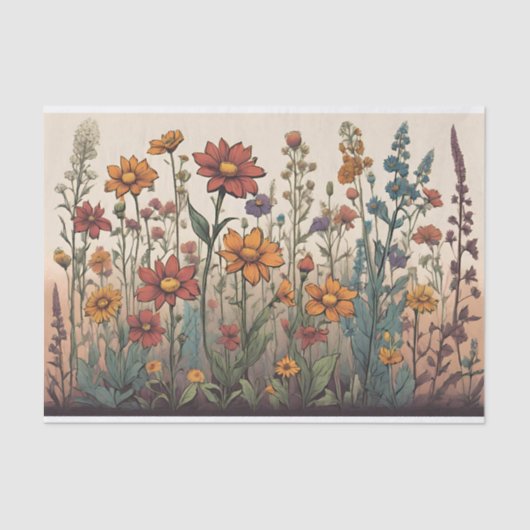 Wildbloemen groeien in het veld Illustratie Tissuepapier (Voorkant)