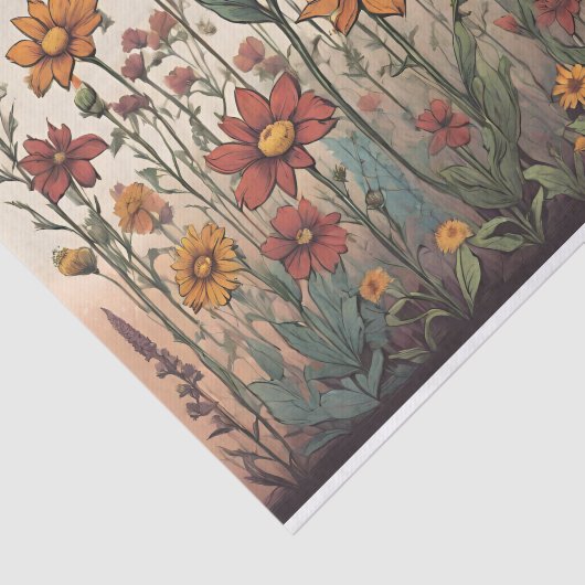 Wildbloemen groeien in het veld Illustratie Tissuepapier (Detail)