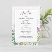 Wildbloemen groen tante verjaardagsfeestje kaart (Staand voorkant)