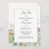 Wildbloemen groen tante verjaardagsfeestje kaart (Voorkant / Achterkant)