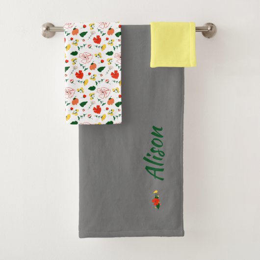 Wildbloemen groen wit geel bad handdoek (Insitu)