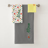 Wildbloemen groen wit geel naam bad handdoek (Insitu)