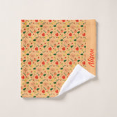 Wildbloemen groen wit rood naam bad handdoek (Wasdoekje)