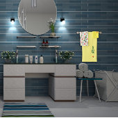 Wildbloemen groen wit rood naam bad handdoek