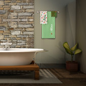 Wildbloemen groen wit rood naam bad handdoek